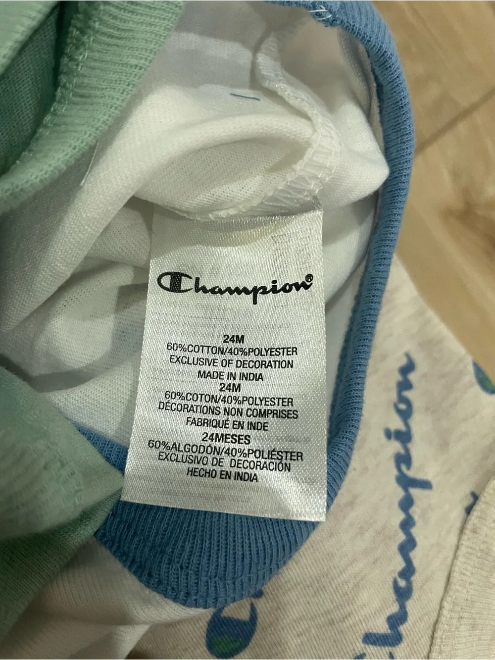 Champion Baby Bodysuit Set in Sage Green, White & Blue